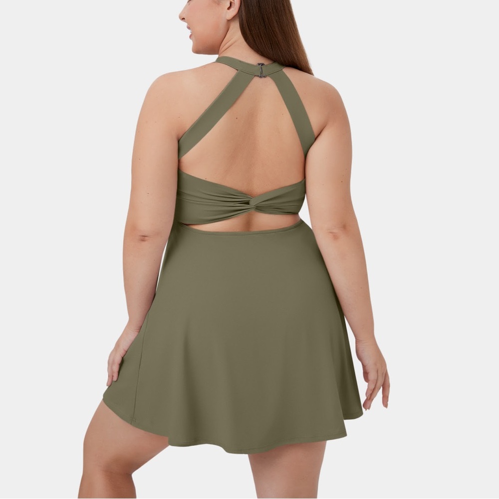 Halara Backless Cut Out Twisted Side Pocket 2-in-1 Plus Size Ballet Dance Dress